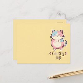 Süße Kawaii-Katze Kostenlose Welpen-Umarmungen Pas Postkarte