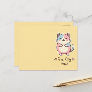 Süße Kawaii-Katze Kostenlose Welpen-Umarmungen Pas Postkarte