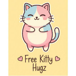 Süße Kawaii-Katze Kostenlose Welpenumarmungen Past Button