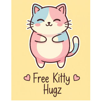 Süße Kawaii-Katze Kostenlose Welpenumarmungen Past Button