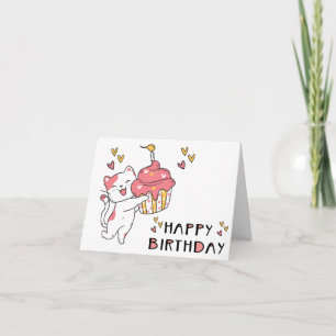 Süße Kawaii-Katze mit Cupcake-Geburtstagskarte Karte