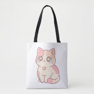 Süße Kawaii-Katze mit Sternenaugen Cartoon-Illustr Tasche
