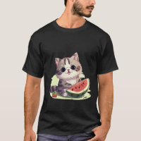 Süße Kawaii-Katze mit Wassermelone Sommer Kunst ✨�