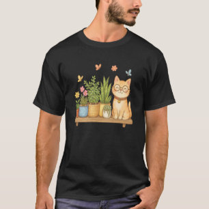 Süße Kawaii-Katze pflanzt Blumen T-Shirt