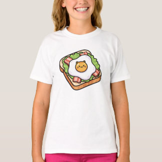 Süße Kawaii-Katze Spiegelei auf Toast-Illustration T-Shirt