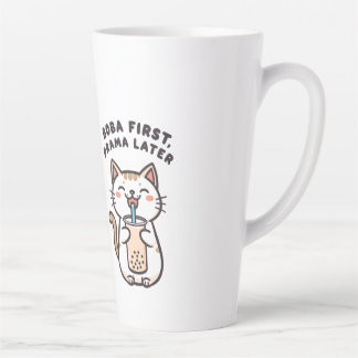 Süße Kawaii-Katze trinkt Bubble Tea Milchtasse