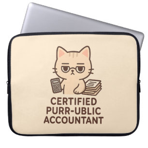 Süße Kawaii-Katze Zertifizierter Buchhalter Lustig Laptopschutzhülle