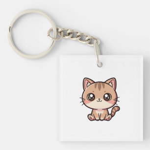 Süße Kawaii-Katzen-Chibi-Illustration Schlüsselanhänger