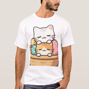 Süße Kawaii-Katzen Eiscreme-Illustration T-Shirt