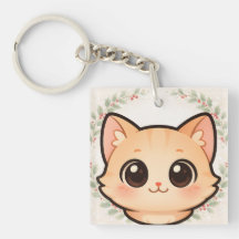 Süße Kawaii-Katzen-Gesicht-Schlüsselanhänger