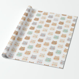 Süße Kawaii-Katzen Handgezeichnete Illustrationen  Geschenkpapier