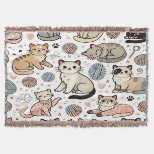 Süße Kawaii-Katzen-Wurfdecke – Kuschelig und Liebe Decke