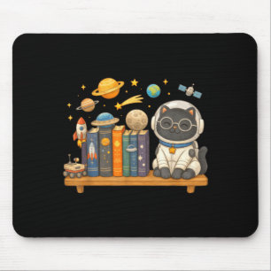 Süße kawaii Katzenbücher Astronaut Weltraum  Mousepad
