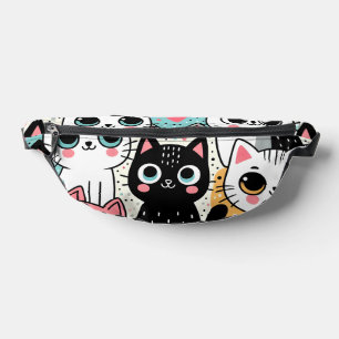 Süße Kawaii-Katzengesichter und Herzen Whimsical Bauchtasche