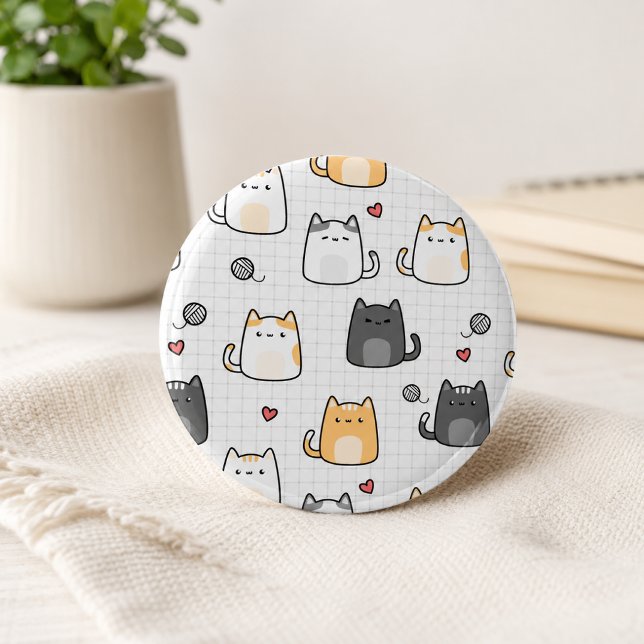 Süße Kawaii-Katzenmuster Pinback-Taste Button (Cute Kawaii Cat Pattern Pinback Button)