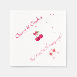 Süße Kawaii-Kirsch-Hochzeit in Rosa und Rot Serviette