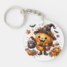 Süße Kawaii-Kürbis-Hexe Halloween-Wasserfarbe Aut