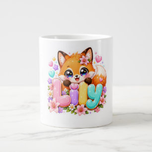 Süße Kawaii Lily Fuchs Name Pastell Rosa Floral Ho Jumbo-Tasse