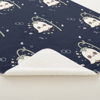Süße Kawaii Maiglöckchen-Midnight-Navy Sherpadecke