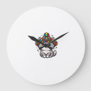 Süße Kawaii Marokkanische Amazigh Katzen-Wollmütze Große Wanduhr