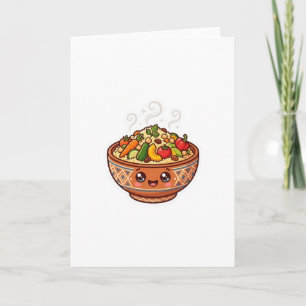 Süße Kawaii Marokkanische Couscous-Schüssel Aufkle Karte