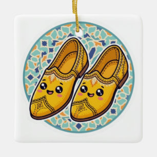 Süße Kawaii marokkanische gelbe Belgha Schuhe anSt Keramikornament