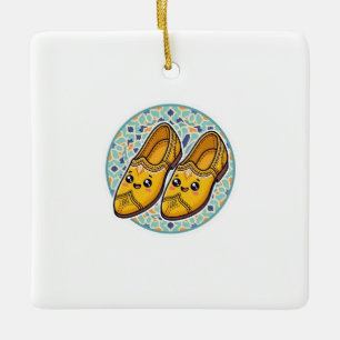 Süße Kawaii marokkanische gelbe Belgha Schuhe anSt Keramikornament