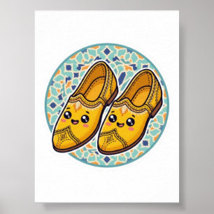 Süße Kawaii marokkanische gelbe Belgha Schuhe anSt Poster