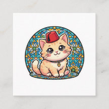 Süße Kawaii-Marokkanische Katze mit rotem Tarboush