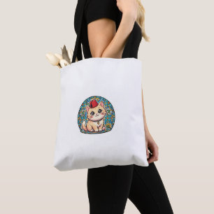Süße Kawaii-Marokkanische Katze mit rotem Tarboush Tasche