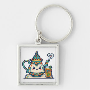 Süße Kawaii Marokkanische Minz-Teekanne und Glas-K Schlüsselanhänger