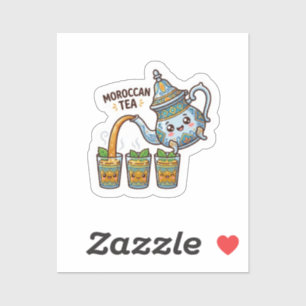 Süße Kawaii Marokkanische Minztee Teekanne und Glä Aufkleber