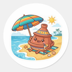 Süße Kawaii Marokkanische Tajine Strandurlaub Aufk Runder Aufkleber