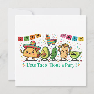 Süße Kawaii-Mexikanische Lebensmittelparty - Taco  Einladung