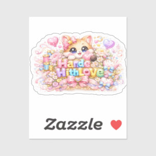 Süße Kawaii-Mit-Liebe-Gemachte-Katzen-Name-Pastell Aufkleber