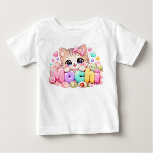 Süße Kawaii Mochi-Katze Name Pastellrosa Funkelnd Baby T-shirt