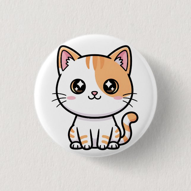 Süße Kawaii Orange Tabby Katze Button (Vorderseite)