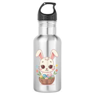 Süße Kawaii-Osterhasen-Korbbebilder Edelstahlflasche