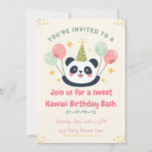 Süße Kawaii-Panda-Geburtstagsfeier-Einladung Einladung
