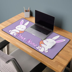 Süße Kawaii Pastell-Lila Benutzername Hase Karotte Schreibtischunterlage