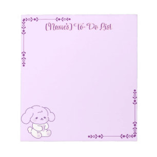 Süße Kawaii Pastell-Lila Fluffige Hund Custom Notizblock