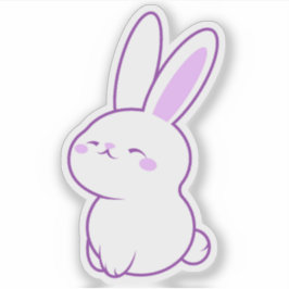 Süße Kawaii Pastell Lila Fröhlich Lächelnde Hasen Aufkleber