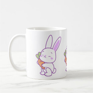 Süße Kawaii Pastell Lila Hase Karotte Kaffeetasse