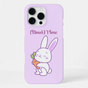 Süße Kawaii Pastell Lila Hase mit Karotte Custom iPhone 16 Pro Max Hülle