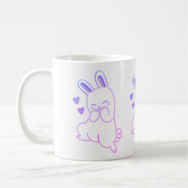 Süße Kawaii Pastell-Lila Lachende Häschen Herzen Kaffeetasse