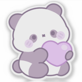 Süße Kawaii Pastell Lila Panda mit Herz individuel Aufkleber