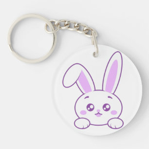 Süße Kawaii Pastell-Lila Spähhasen-Acryl Schlüsselanhänger