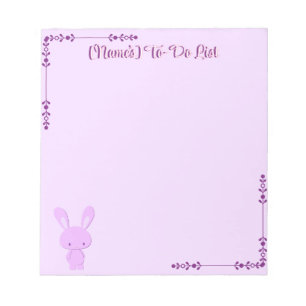 Süße Kawaii Pastell-Lila Stehende Hasen Custom Notizblock