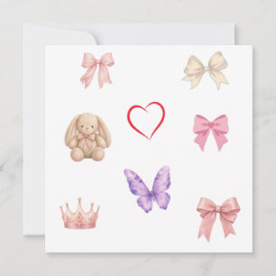 Süße Kawaii-Pastell-Schleifen Hase Schmetterling H Einladung