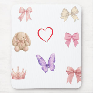 Süße Kawaii-Pastell-Schleifen Hase Schmetterling H Mousepad